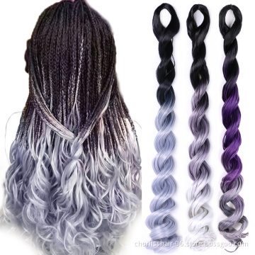 24 Inches 100g Ombre Goddess Sea Body Deep Big Wave Jumbo Braiding Pre Stretched Crochet Braids Synthetic Hair Extensions